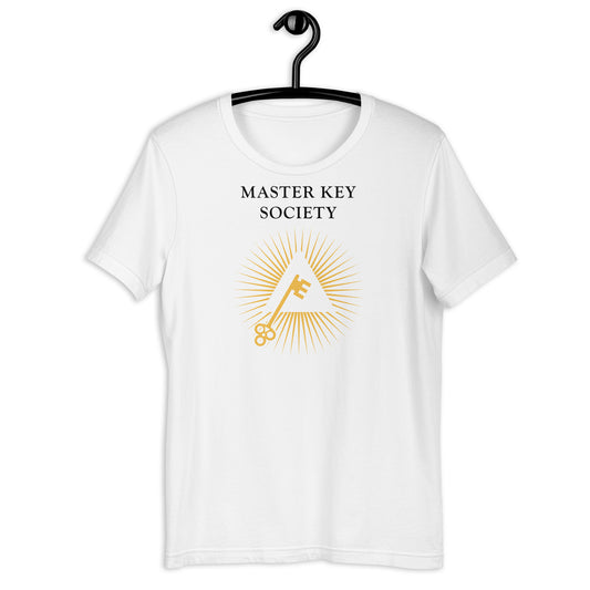 Master Key Logo & Title: White Unisex t-shirt